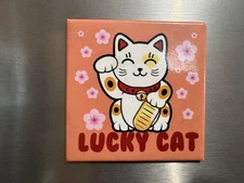 Lucky Cat Refrigerator Magnet 3" x 3", Kalan