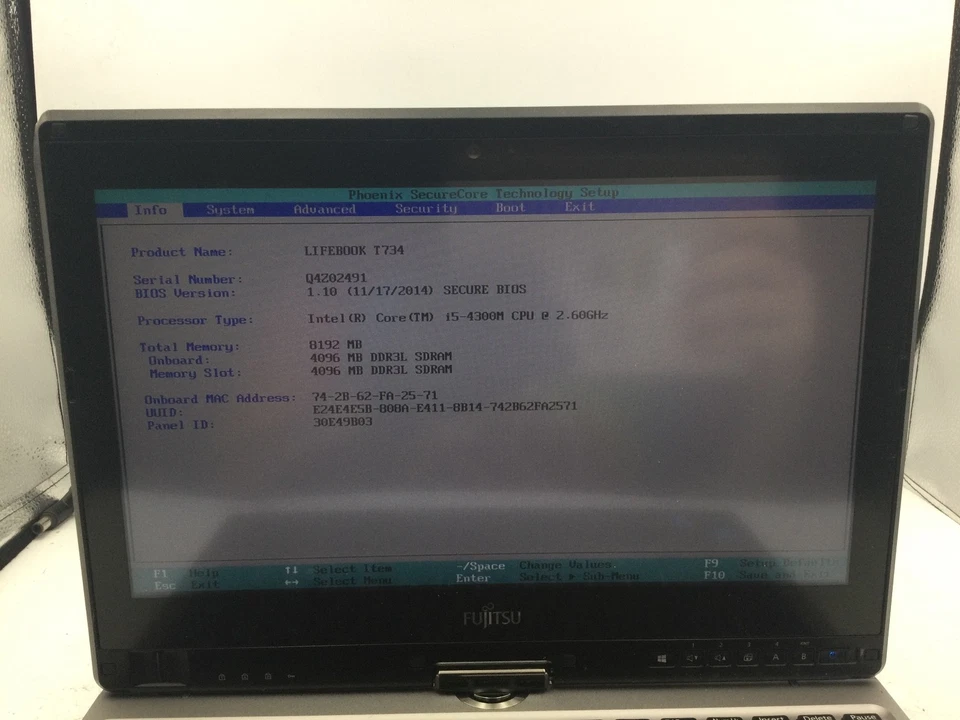 FUJITSU LIFEBOOK T734 - BOOTS TO BIOS - INTEL I5 4300 - 4GB RAM - READ DESC - BB - Image 2 of 4