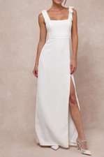 Lulus Your Sweetie White Tie-Strap Column Maxi Dress sz Large Womens White Weddi