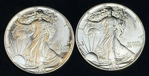Lot Of 2 - 1988 American Silver Eagles .999 Fine Coins, No Reserve #631