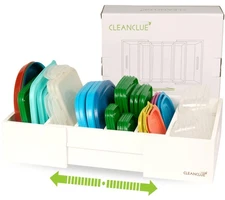 Expandable Kitchen Cabinet Organizer for Food Storage Container Lids, Bamboo ...