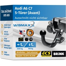 ANHÄNGERKUPPLUNG für Audi A6 4G Avant 14-18 abnehmbar BRINK +7pol E-Satz ABE
