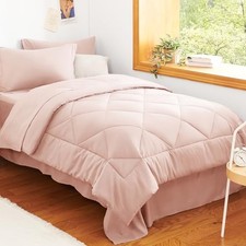 Comforter Set with Sheets - 5 Pieces Bed in a Bag All Season Twin Blush Pink