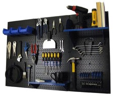 Pegboard Organizer 4 ft. Metal Pegboard Standard Tool Storage Kit with Black ...