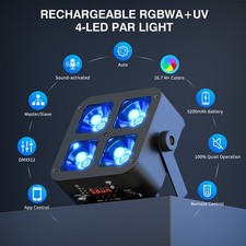 Wireless DMX LED Par Light 4X15W RGBWA UV 5200mAh Battery For Wedding Party