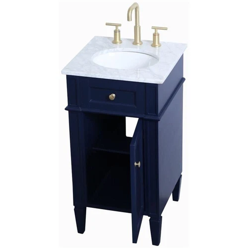 Elegant Decor Williams 18" Single Marble Top Bathroom Vanity in Blue - Picture 3 of 16