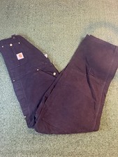 Men's Carhartt R01 BLK Black Duck Cotton Work Overalls 42x32