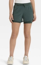Girls' Active Light 2-in-1 Run Shorts All In Motion Green - Size L 10-12