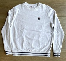 FILA Crewneck Sweatshirt Mens XL White Cotton Blend Logo Athletic Classic