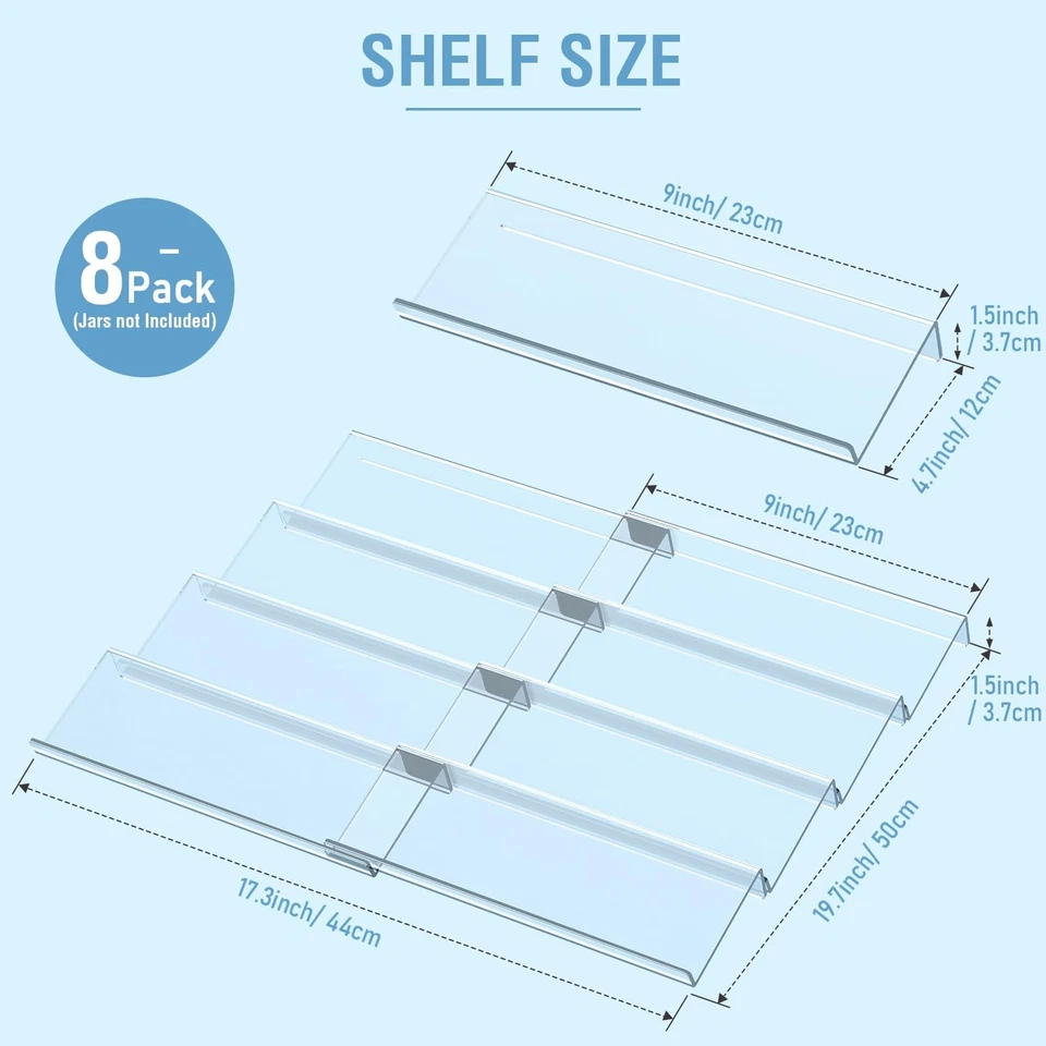 Organizador de gaveta de especiarias 8 camadas acrílico tempero rack bandeja transparente frascos de cozinha - Imagem 2 de 4