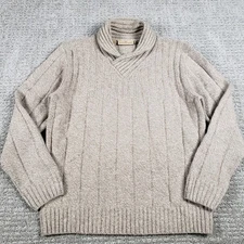 Rodd and Gunn Sweater Mens Medium Beige Shawl Collar Lambswool Italian Yarn