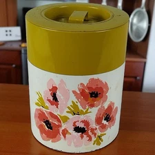 Mcm Canister Metal Tea Container Floral Countertop Japan With Contents