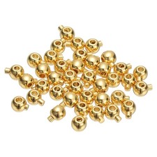 40 Pcs Round Crimp Beads, 3.2mm Copper Spacer Beads, Gold