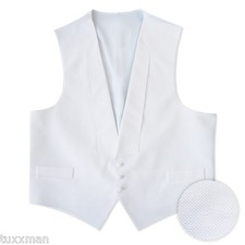 NEW Men's White Pique fullback tuxedo vest Pre tied bow tie All SIzes Mardi Gras