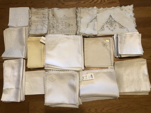 Vintage Napkins Placemats Table Runners 98 Pieces Many Sets Estate Lot