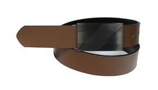 913-BLK/BRN-REV - Men's Casual Reversible Plaque Buckle Bonded Leather Belt
