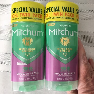 (2) Twin pack Mitchum Women Gel Antiperspirant/Deodorant Shower Fresh 3.4 oz.