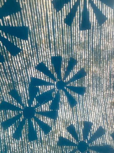 vintage 1960s 50s funky fun starburst wallpaper flocked mcm retro disco blue - Picture 17 of 23