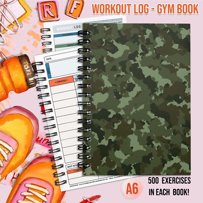 NEU TRAININGSPROTOKOLL/GYM BUDDY/A6 BUCH/LOG GEWICHTE/WIEDERHOLUNGEN/SETS/GYM DIARY/500 ÜBUNGEN