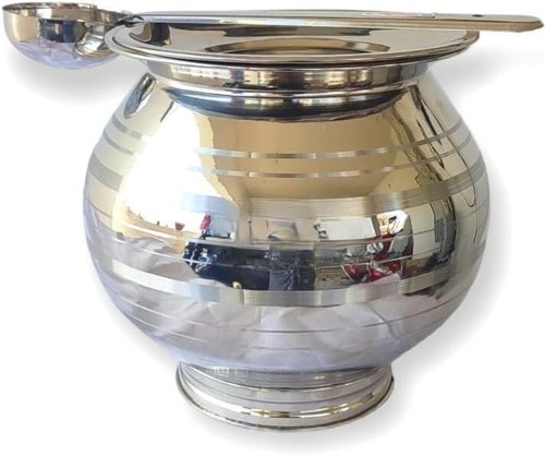 Edelstahl Pongal Topfset 2,5 l mit Deckel & Schöpfkelle für Gasherd - Bild 4 von 4