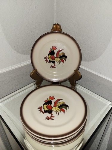 Red Rooster Poppytrail Metlox Salad Plates 7⅜" Diameter Set Of 6