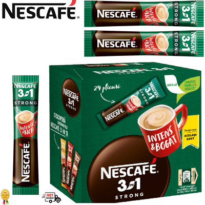 Nescafe 3 In 1 Rich Strong Instant Coffee Sticks 1 x Full Box (24 Sticks Total)