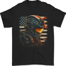 Futuristic USA Space Pilot Astronaut Mens T-Shirt 100% Cotton