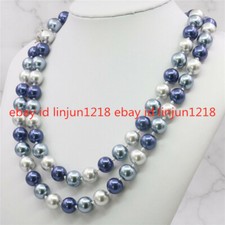 10mm New Multicolor South Sea Shell Pearl Beads Necklace 36inches