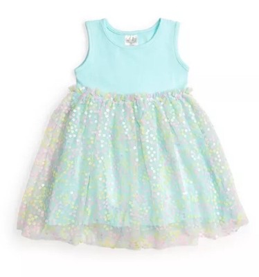 NWT SWEET WINK Aqua Blue Tank Confetti Tutu Twirl Dress 3T Flower Sequin Sparkle