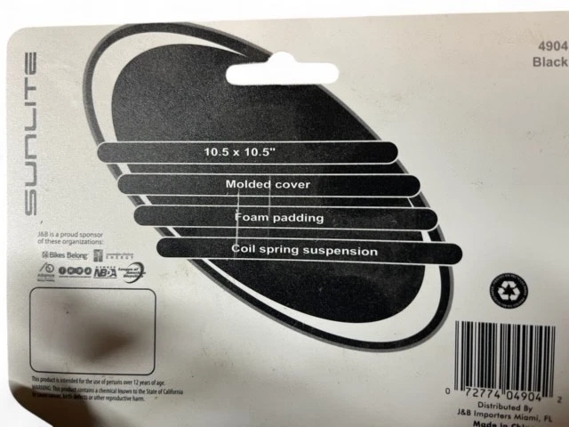 Sunlite Large Cruiser Saddle 10.5" x 10.5" Molded cover. Foam padding Free Ship - Image 3 of 3