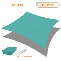 Sun Shade Depot Turquoise Terylene Waterproof Square Patio Cover Sail 12x12 Sun Shade Depot Turquoise Terylene Waterproof Square Patio Cover Sail 12x12