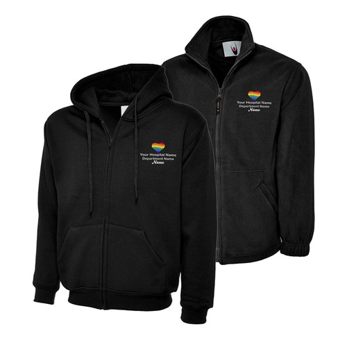 PERSONALISED HOSPITAL WORKWEAR BUNDLE FLEECE ZIP HOODIE EMBROIDERED CUSTOM TEXT - Picture 9 of 21