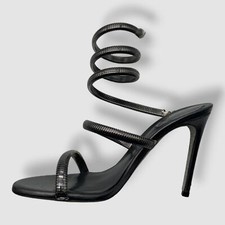  1210 Rene Caovilla Women's Gray Supercleo Embellished Sandal Shoes Size 37.5