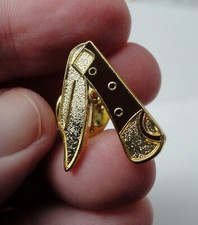 Dark Brown and Gold Enamel Penknife Knife PIN BADGE pen knife