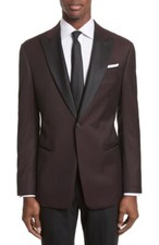 Armani Collezioni 158226 Men's Trim Fit Wool Dinner Jacket Merlot Sz. 40R