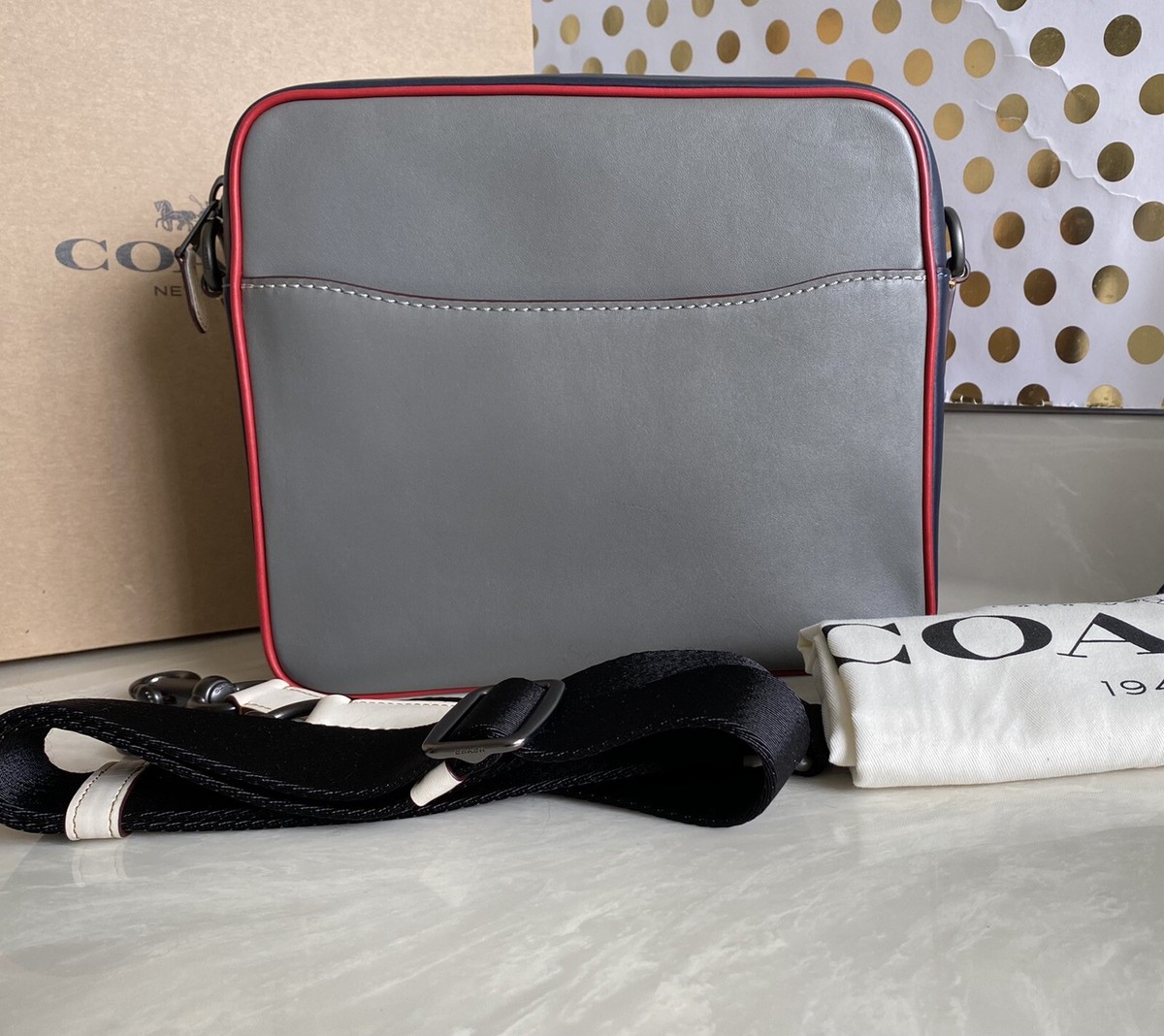 COACH 1941 GRAY/MULTI LEATHER DYLAN VINTAGE DOG MESSENGER