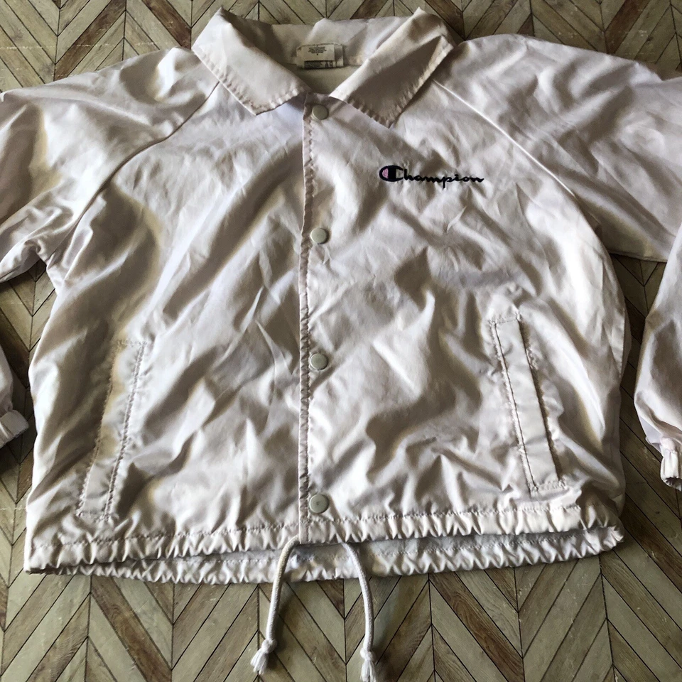 复古 Champion 女式按扣白色风衣。 Sm. 背面着色中号 — 第 2/4 张图片
