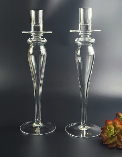 Vintage Crate & Barrel- Pair - Candlestick Holders- Made in Hungry - 15 5/8"