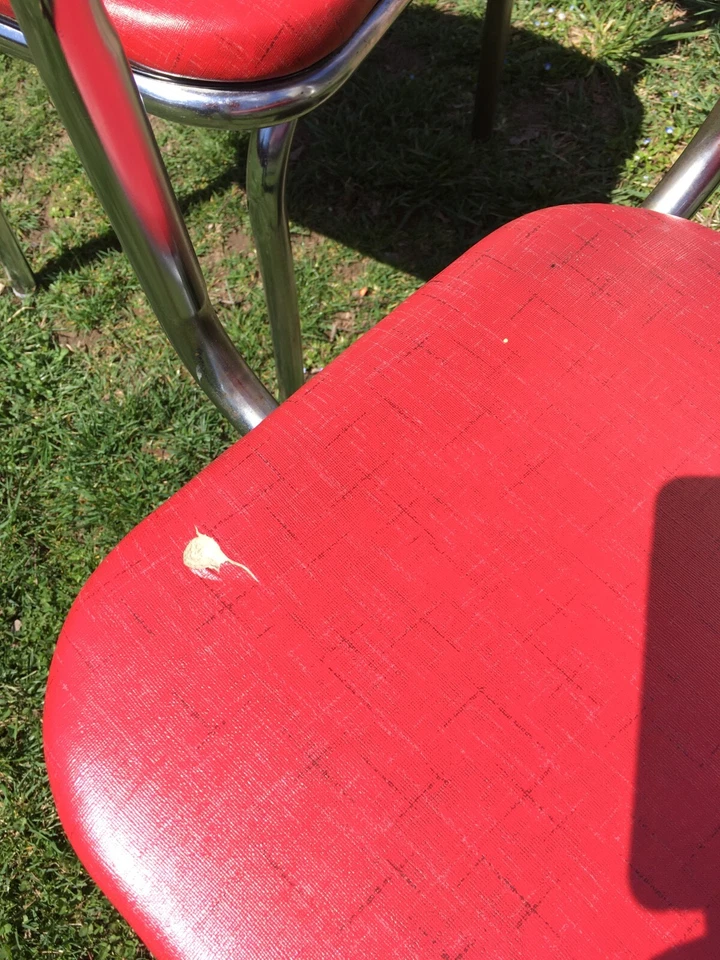 Vintage 1950s-Style Red Vinyl Dining Chairs-Set of 2-Retro Kitchen, Restaurant - Image 4 of 4