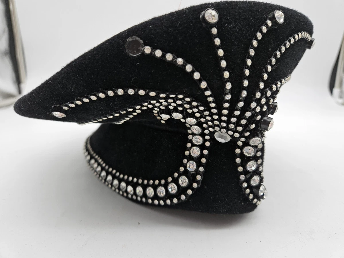 Beautiful Black Church Dress Hat by Jack McConnell Completed vintage hat repair - black velour prong set  main image 2