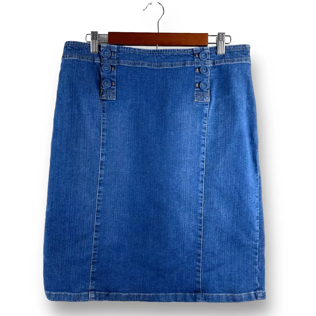 Stretch denim pencil top skirt side zip