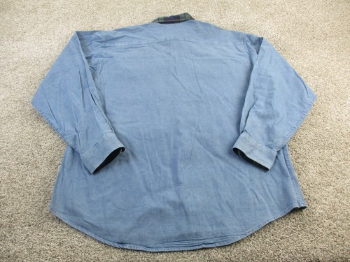 Vintage Tango by Max Raab Button Down Shirt Mens XL USA Blue Plaid Collar 90s EC - Picture 7 of 7