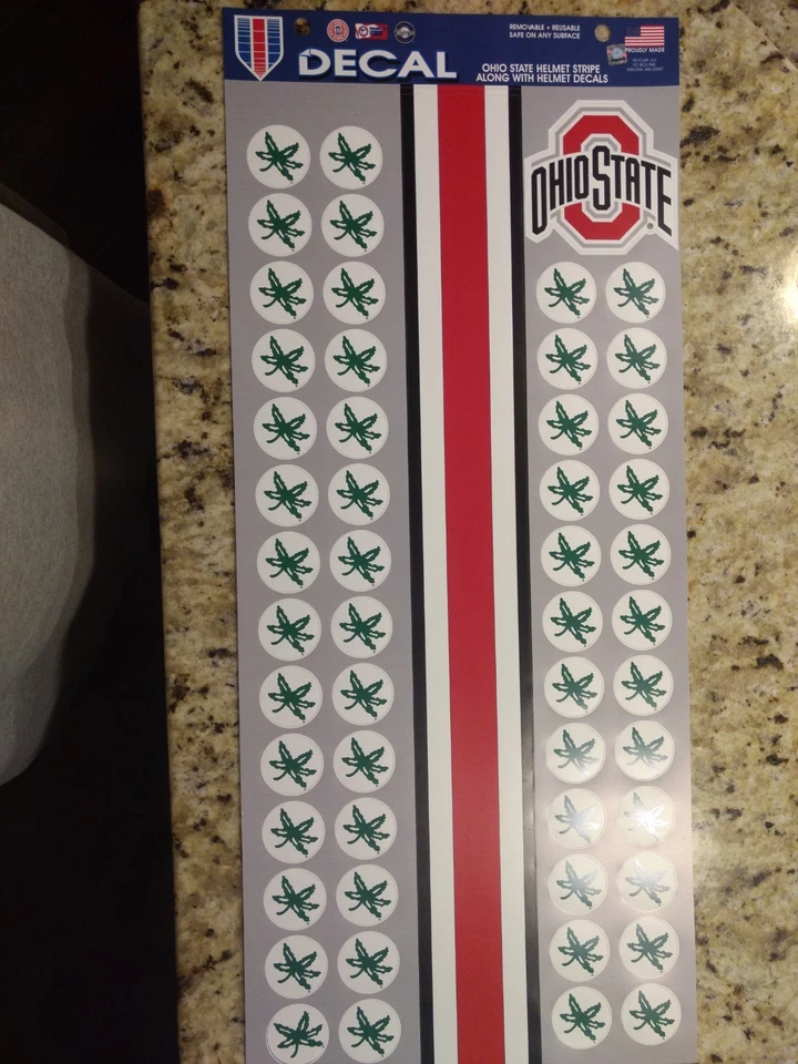 OHIO STATE BUCKEYES 54 PIECE DECALS HELMET STRIPE LOGO LEAF 9.5"X20.5" SHEET OSU - Image 2 of 4