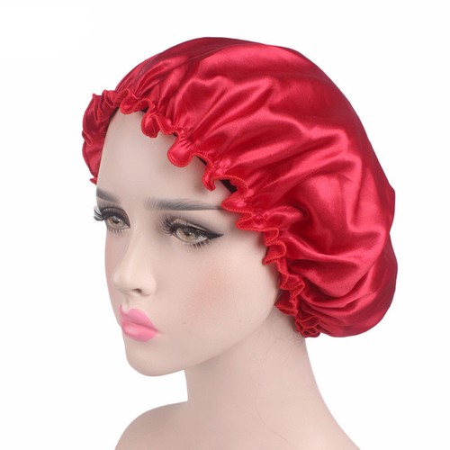 Satin Night Sleep Cap Hair Care Bonnet Head Cover Band Elastic Hat Adjust - Picture 9 of 44