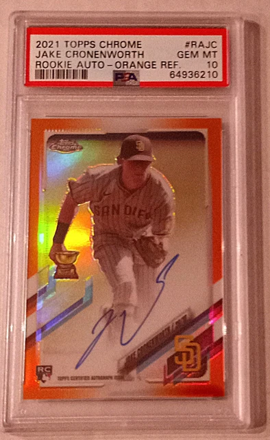 2021 Topps Chrome Jake Cronenworth Rookie Auto Orange Refractor SP/25 PSA 10