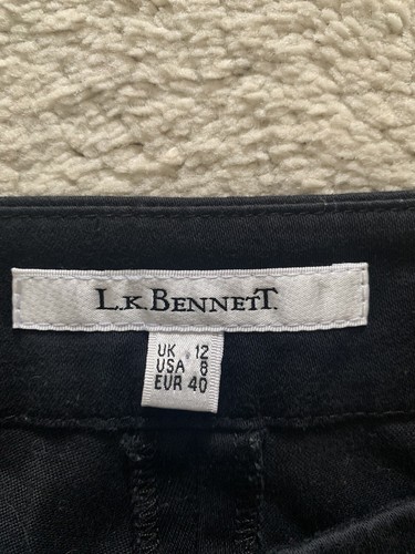 L.K. BENNETT BLACK CROPPED STRAIGHT LEG TROUSERS SIZE 12 - Picture 3 of 9