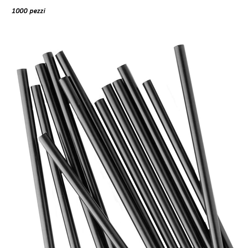 1000 Cannucce Nere Biodegradabili 21cm - Compostabili Per Bar, Cocktail E Catering, Resistenti Fino A 40°C