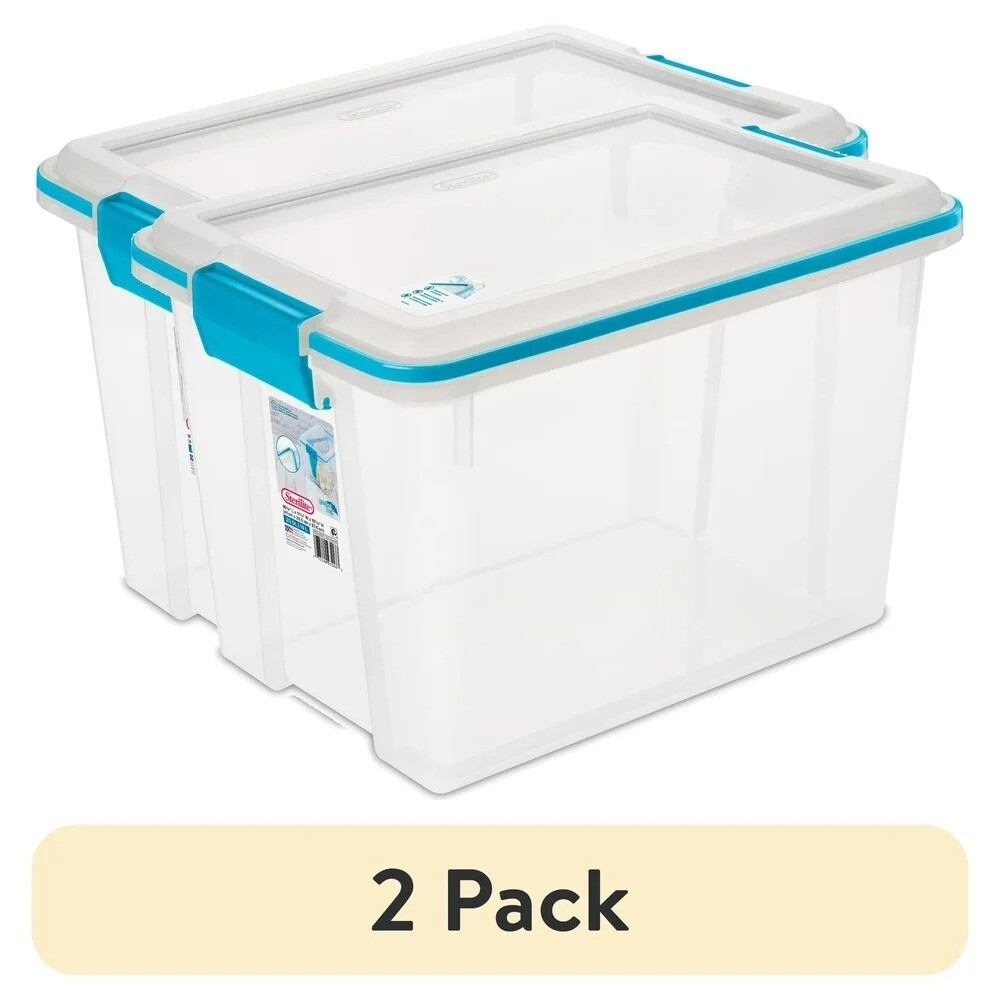 2-Pack 20 Qt Clear Plastic Gasket Storage Bins with Lids