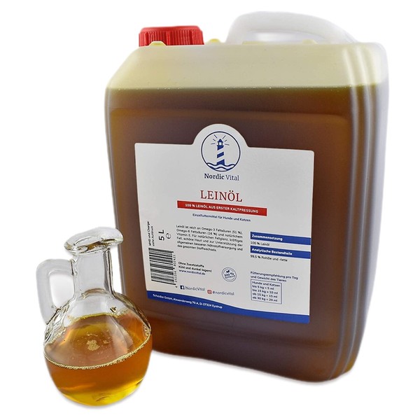 LeinöL 5L Kanister, Hunde, Pferde, Haut, Haar, 100% Kaltgepresst, Barfen, BarföL-image