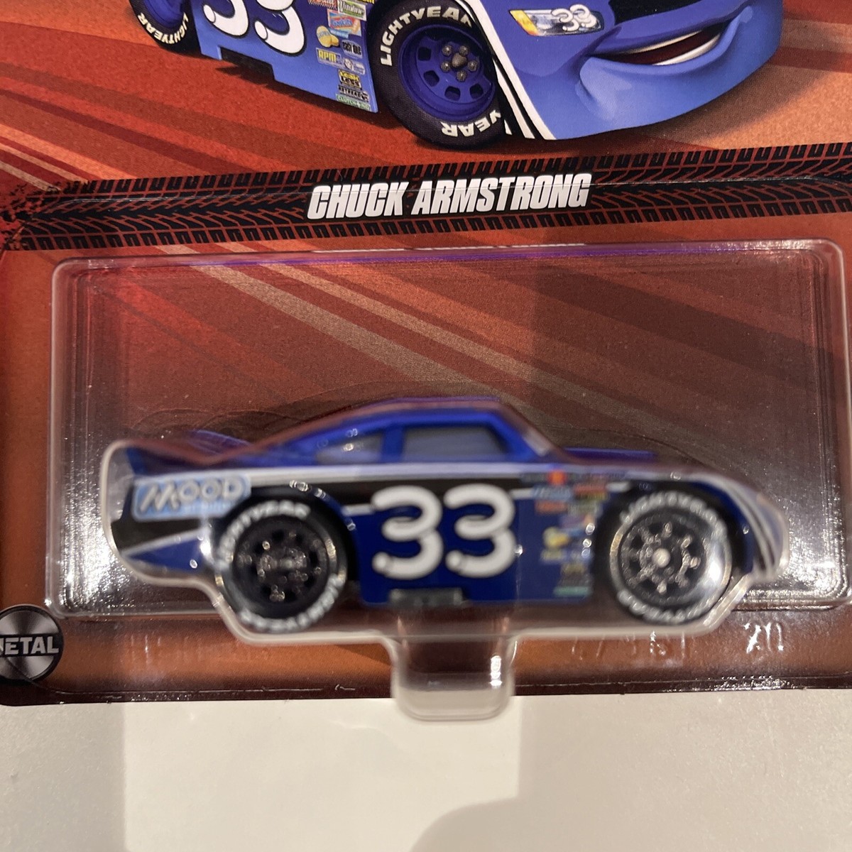 Disney Pixar Cars Chuck Armstrong 33 Mood Springs Damaged Blister